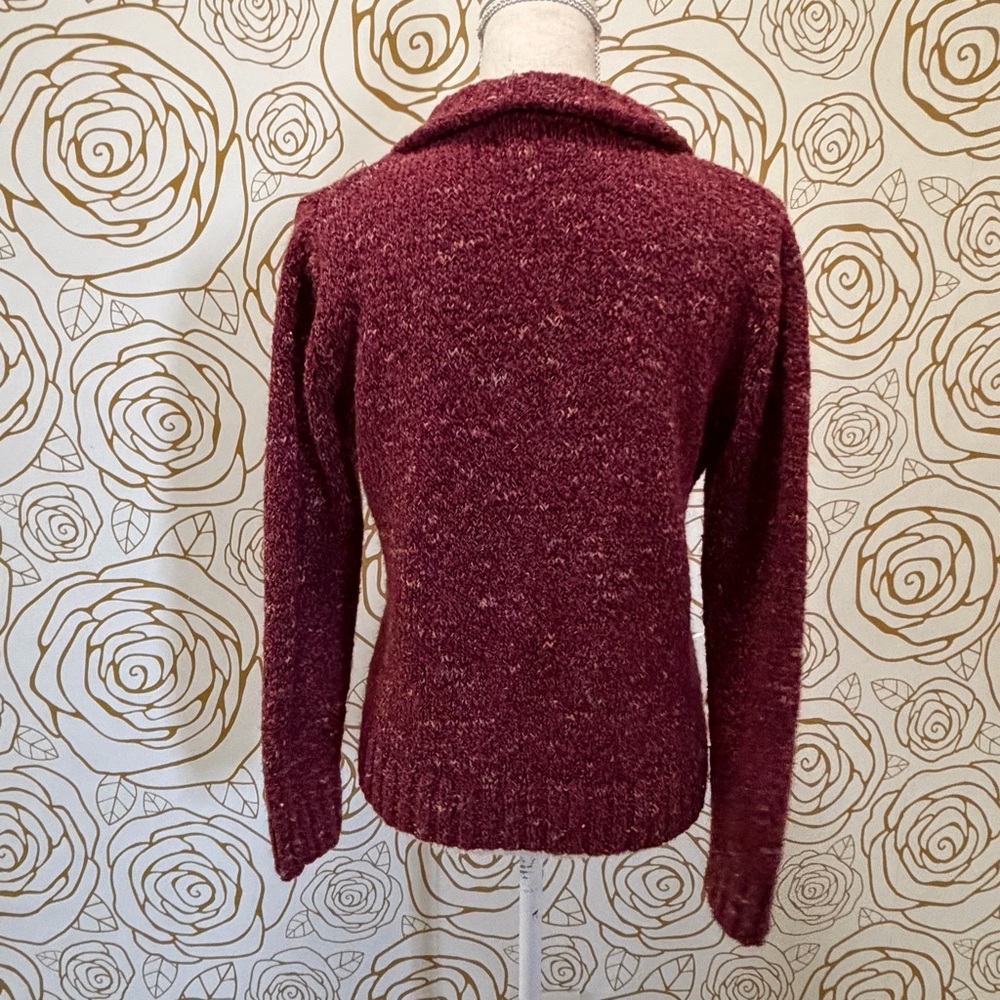 Charter club vintage marbled maroon Sweater with Large Buttons - Picture 4 of 6
